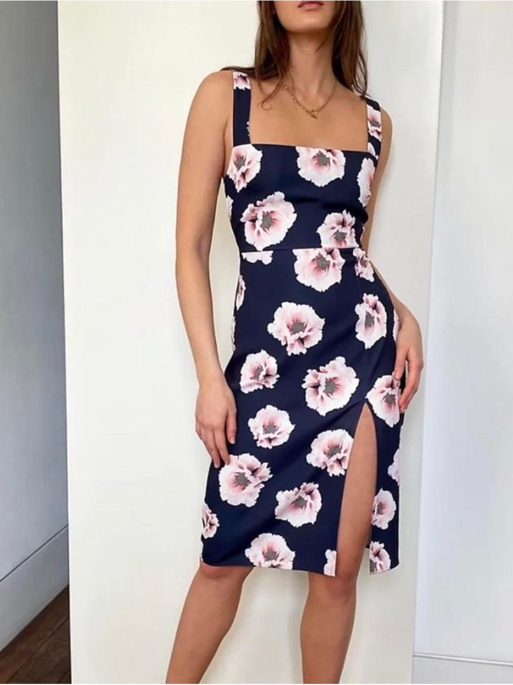 Aritzia Babaton 90s Slit Purple/ Peony Midi Slit Dress